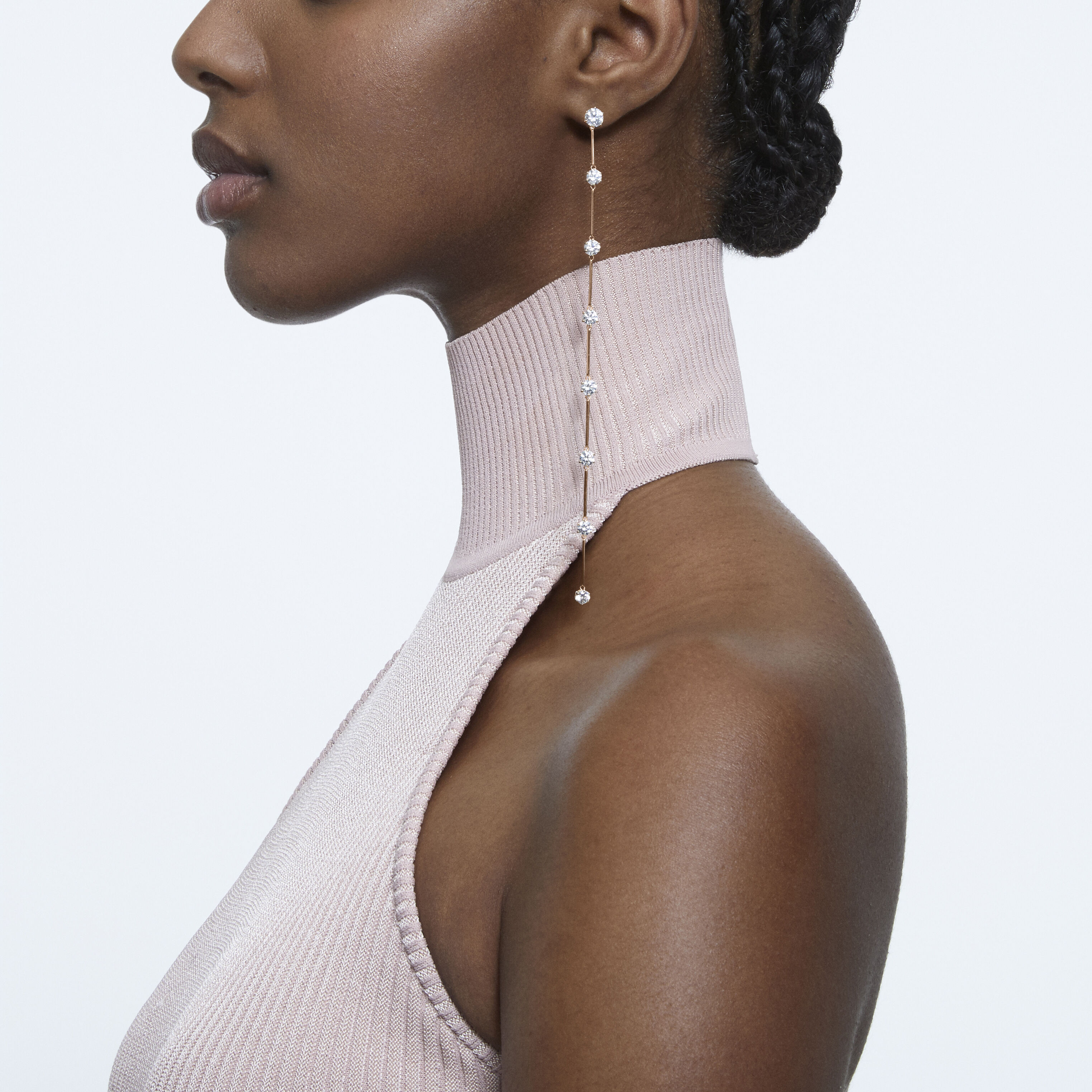 Buy Swarovski Constella earrings, Asymmetrical, White, Rose-gold 